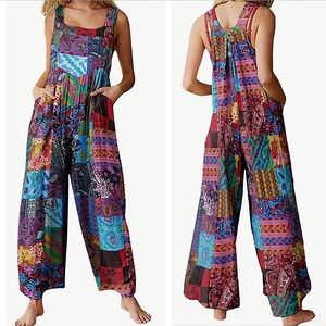 NWOT boho Colorful Patchwork Jumpsuit